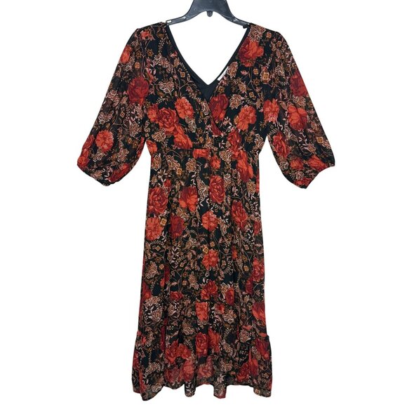 Maurices Y2K Dark Floral Romantic Fairy Whimsygoth Babydoll sheer dress Size S - Picture 6 of 12